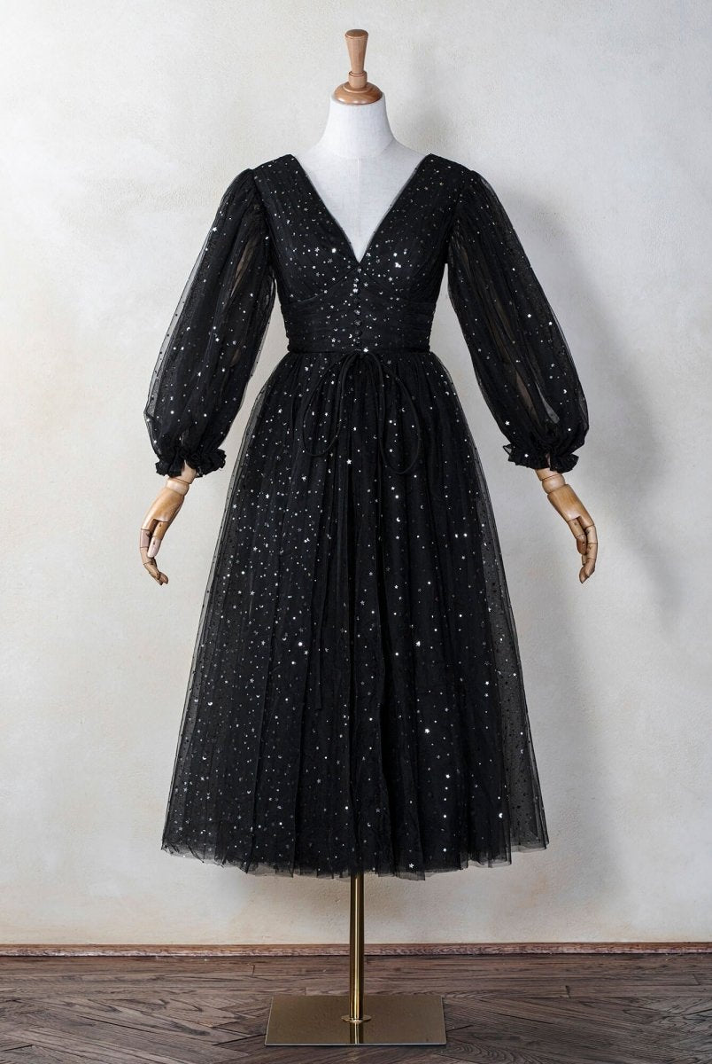 Starry Night V-Neckline Dress