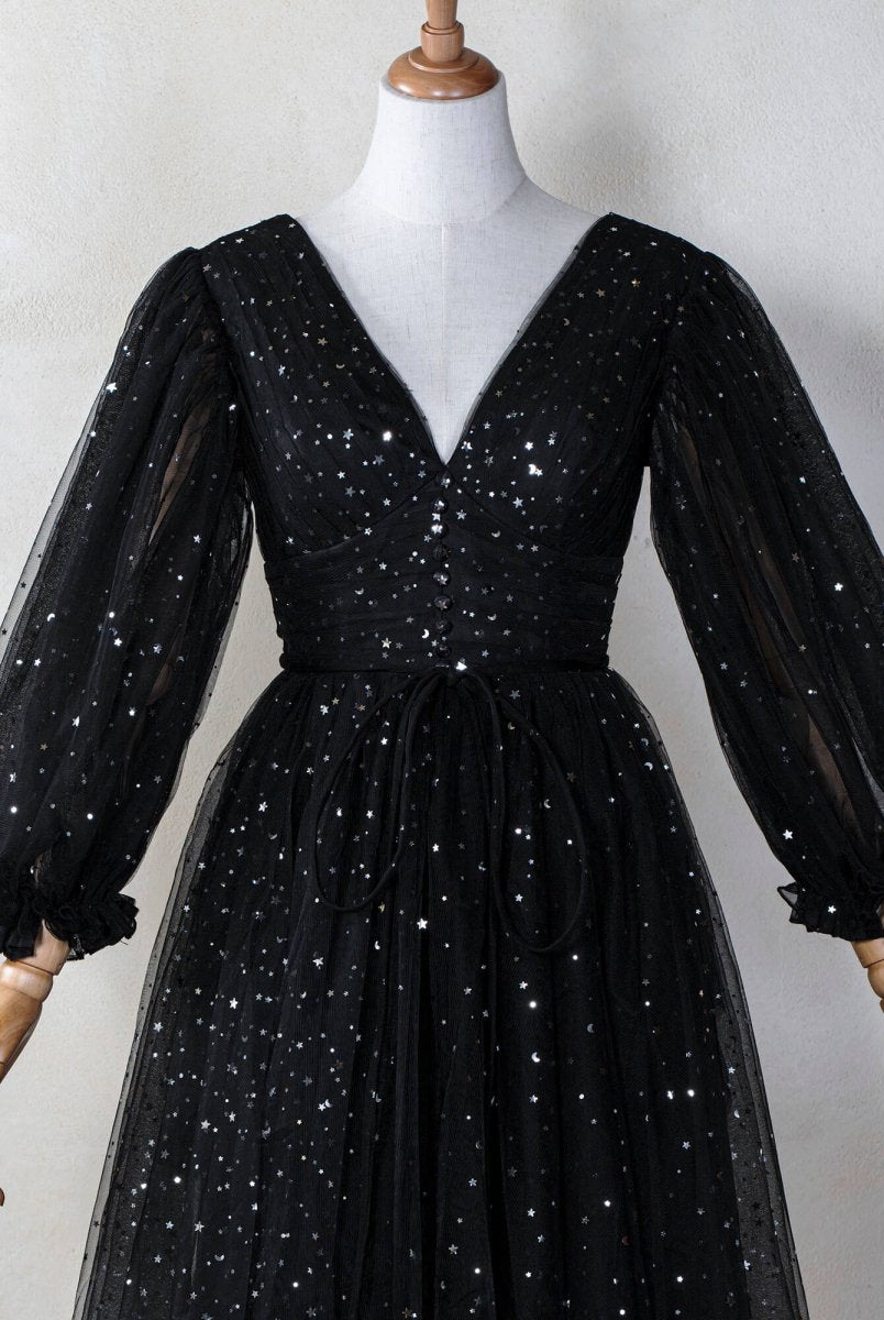 Starry Night V-Neckline Dress