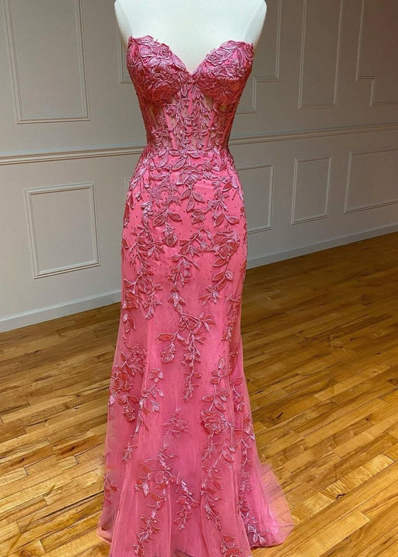 Sky Blue Long Mermaid Lace Appliques Prom Dresses Evening Party Dress OP930
