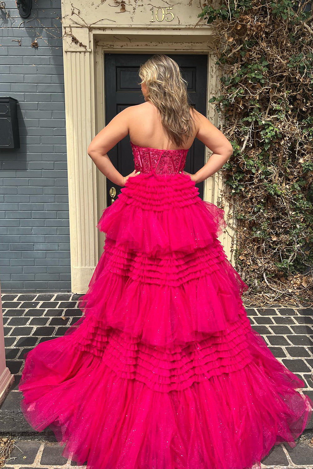 Adelyn |A-Line Sweetheart Tiered Long Tulle Prom Dress