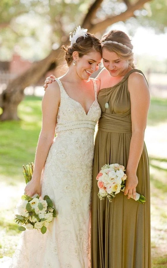 Jersey Simple Garden Bridesmaid Dress with Open Back and Sash - KissProm