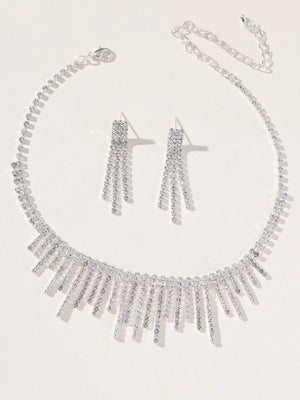 Tassel Necklace Earrings Pendant Two Piece Set - KissProm