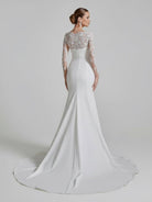 Mermaid White Lace Appliques Beaded Wedding Dress - KissProm
