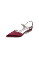 Diamond Pointed Toe Buckle Kitten Heels - KissProm
