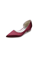 Simple Satin Pointed Toe Kitten Heels - KissProm