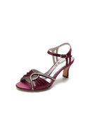 Classy Royal Blue Satin Heels Adorned with Silver Accents - KissProm