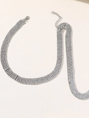 Silver Simple Tassel Rhinestones Necklace - KissProm