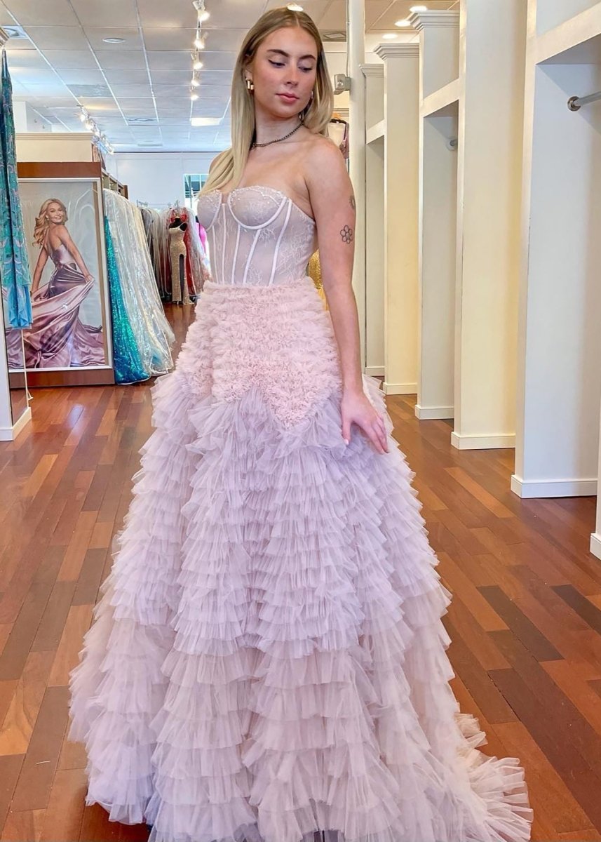 open lace back dress Cinderella Divine CC8915