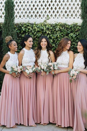 bridesmaid dresses west palm beach 2 Piece Lace and Chiffon Long Beach Bridesmaid Dresses, Pink / 0
