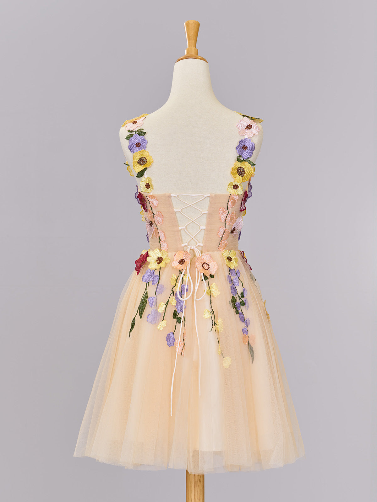 Quinta |A line Tulle Homecoming Dress with 3D Flowers