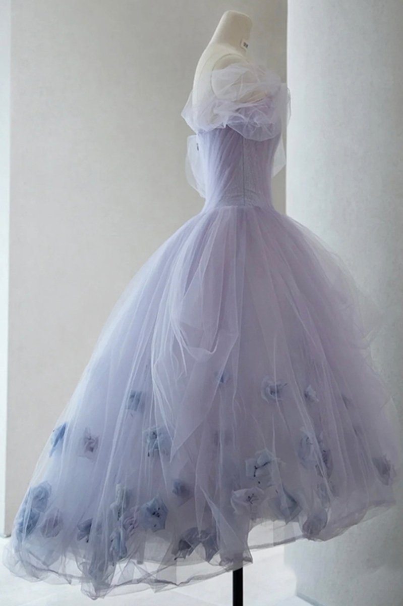 Purple Tulle A-Line Sweetheart Neck Short Prom Homecoming Dress