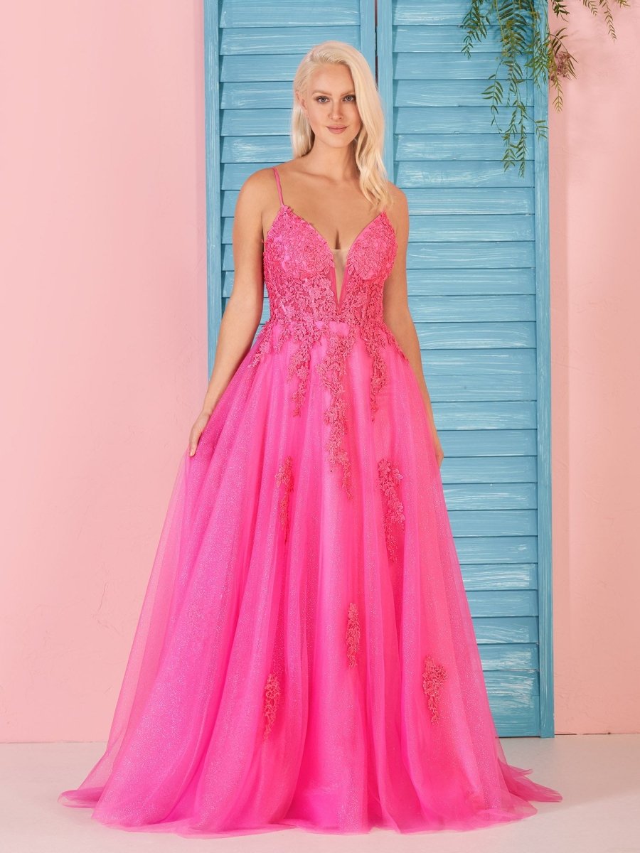 Stunning A Line V neckline Long Date Night Dress Pink Prom Dresses Birthday Outfit