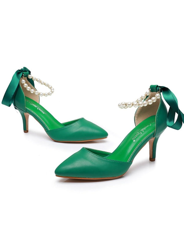 Matte Soft PU Leather Pointed Toe High Heels - KissProm
