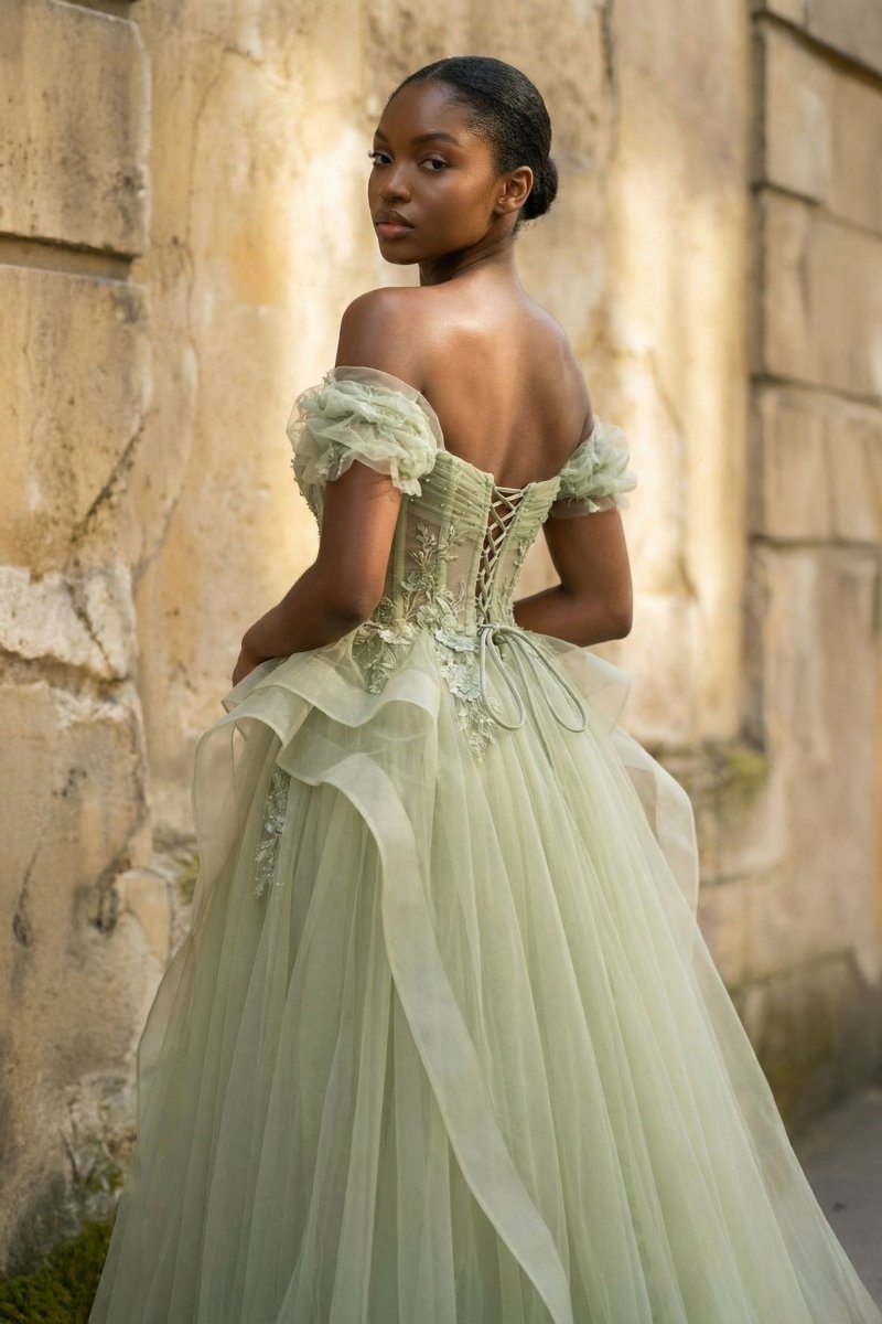 Nellie | Elegant Green Tulle Lace Long Prom Dress Nellie | Elegant Green Tulle Lace Long Prom Dress