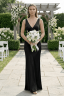Charming Sheath V Neck Silk Saitn Bridesmaid Dresses - KissProm