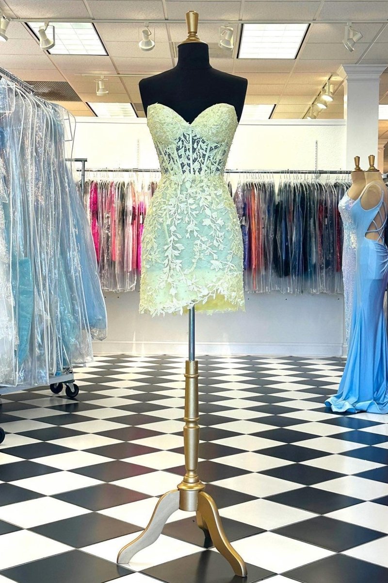 Aqua Blue Sweetheart Sheer Lace Corset Tight Homecoming Dress Aqua Blue Sweetheart Sheer Lace Corset Tight Homecoming Dress