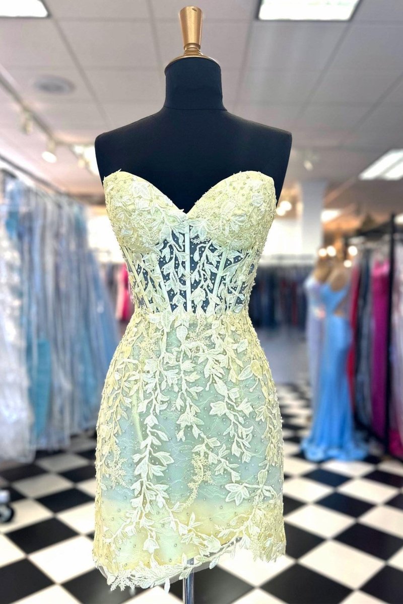 Aqua Blue Sweetheart Sheer Lace Corset Tight Homecoming Dress, Aqua / 2 Aqua Blue Sweetheart Sheer Lace Corset Tight Homecoming Dress, Aqua / 2