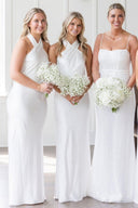 Black Halter Cutout Back Long Bridesmaid Dress - KissProm