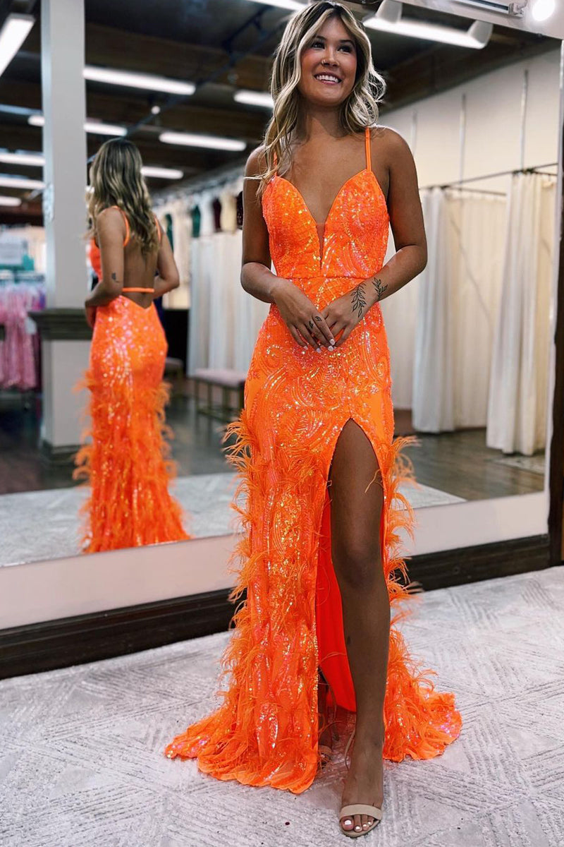 Sonia | Jade Sequin Lace V Neck Mermaid Prom Dresses with Slit