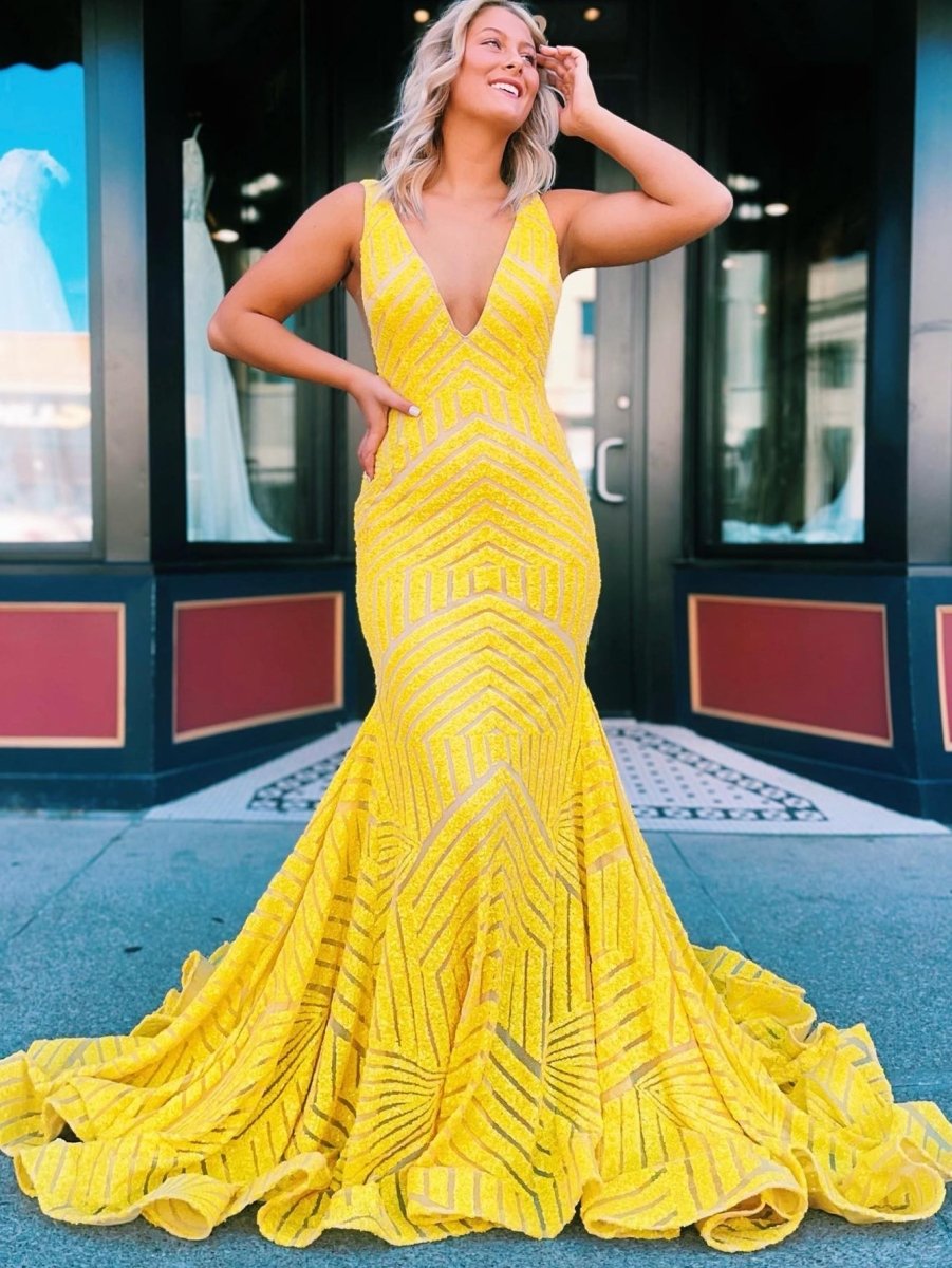 Deep V Neck Pink Sequins Mermaid Long Prom Dress Deep V Neck Pink Sequins Mermaid Long Prom Dress