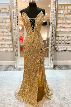slim fit dress slacks Gold Sequin Bodycon Dress – Chic Glam Closet main image 0