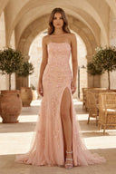 Mermaid Strapless Lace Long Prom Dress with Slit - KISSPROM PROM DRESSES