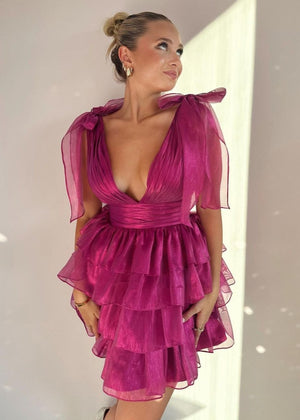 Joleen | Trendy A-Line Tiered Homecoming Dress with Bow