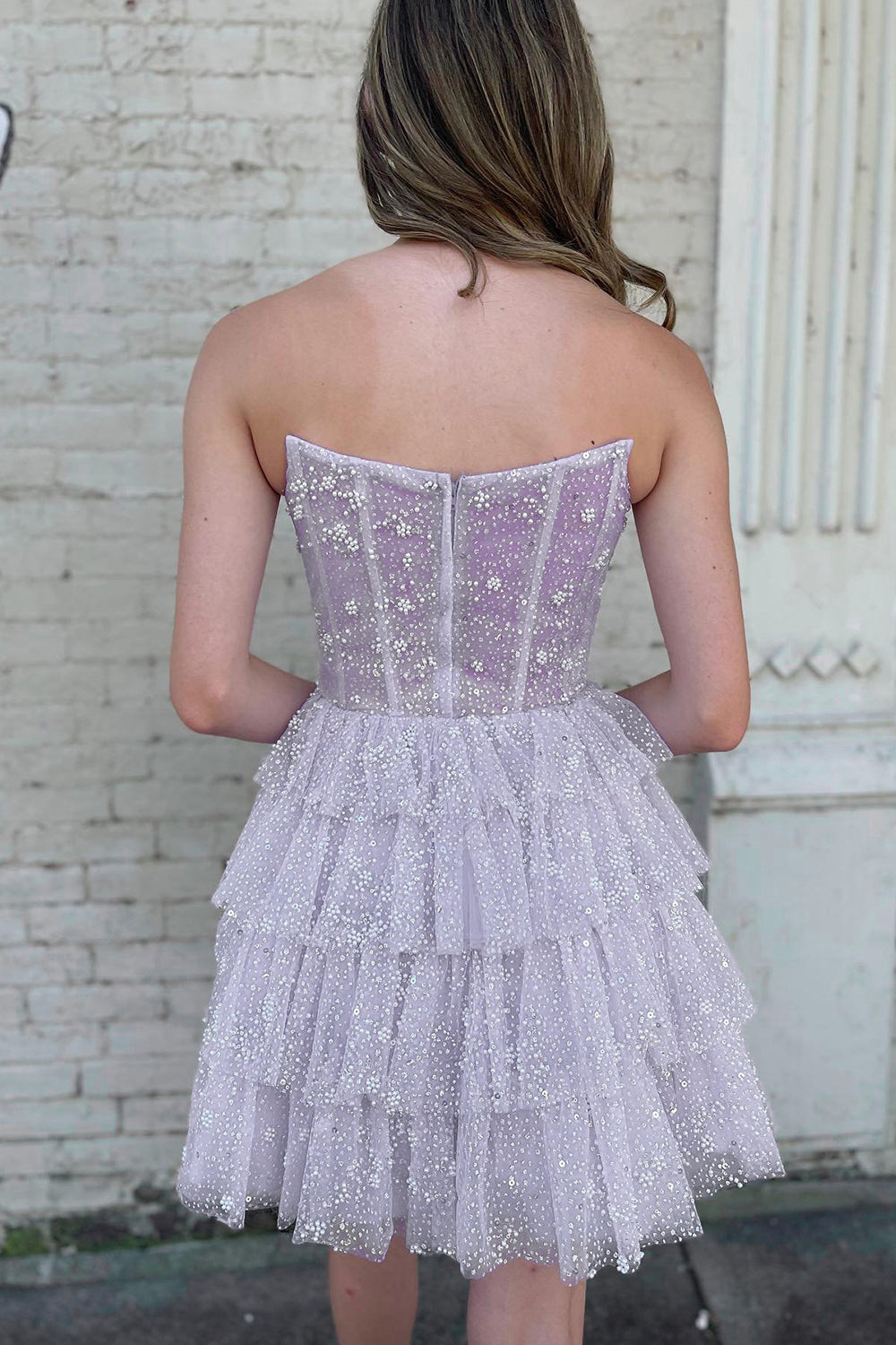 Willow | A Line Strapless Tiered Homecoming Dress