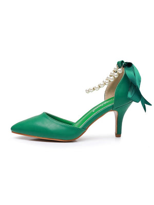 Matte Soft PU Leather Pointed Toe High Heels - KissProm