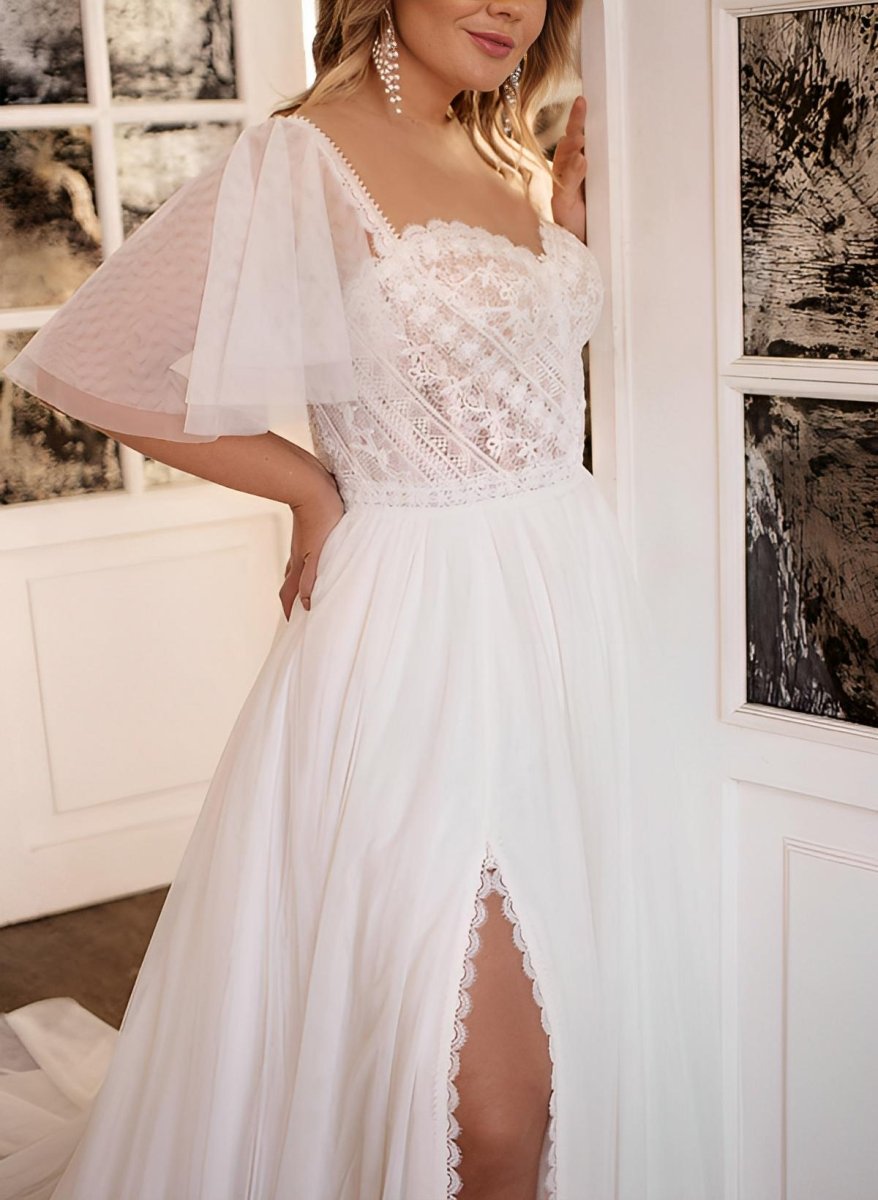 Plus Size Sweetheart Short Sleeves Sweep Train Chiffon Wedding Dresses Plus Size Sweetheart Short Sleeves Sweep Train Chiffon Wedding Dresses
