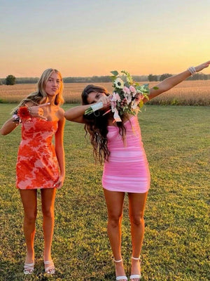 Anette | Pink - Off The Shoulder Tulle Short Homecoming Dresses