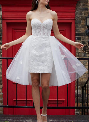 chinese dress ladies Unique 3D Butterfly Lace V-Neck Column Wedding Dresses, CW0004 US16 / Custom Color(leaving A note) main image 0