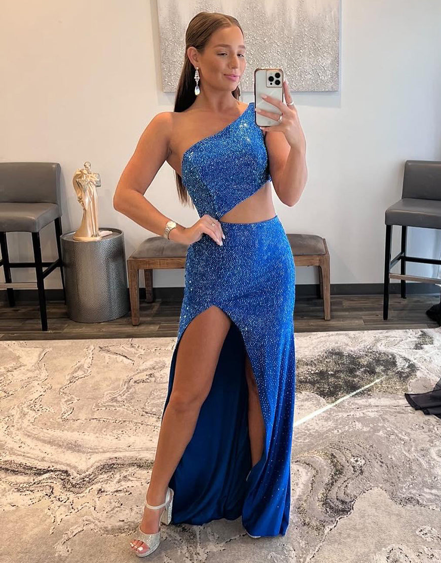 Toni | One Shoulder Royal Blue Prom Dress with Split