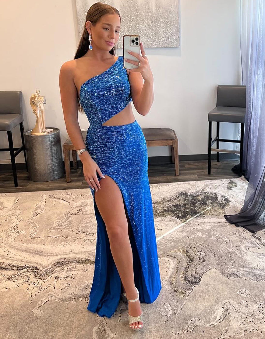 Toni | One Shoulder Royal Blue Prom Dress with Split