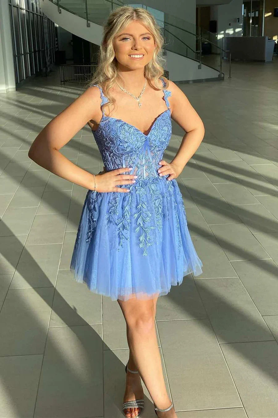 A Line Sweetheart Mint Appliques Short Homecoming Dresses, Blue / 4 A Line Sweetheart Mint Appliques Short Homecoming Dresses, Blue / 4