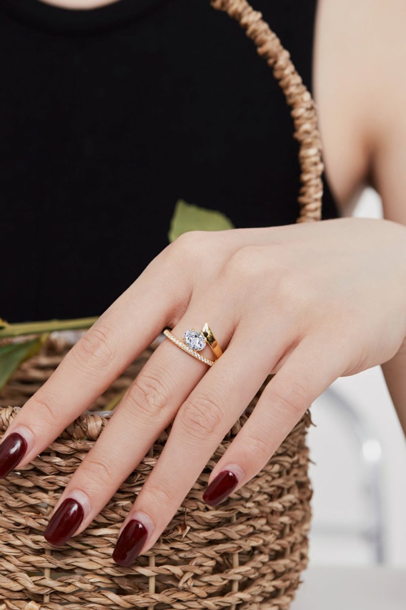 18k Gold Plated Radiant Oval Cut Gemstone Jewelry Ring