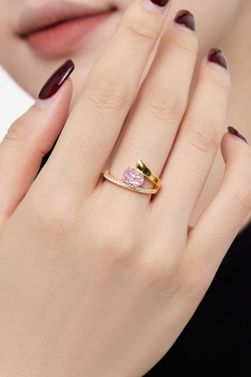 18k Gold Plated Radiant Oval Cut Gemstone Jewelry Ring