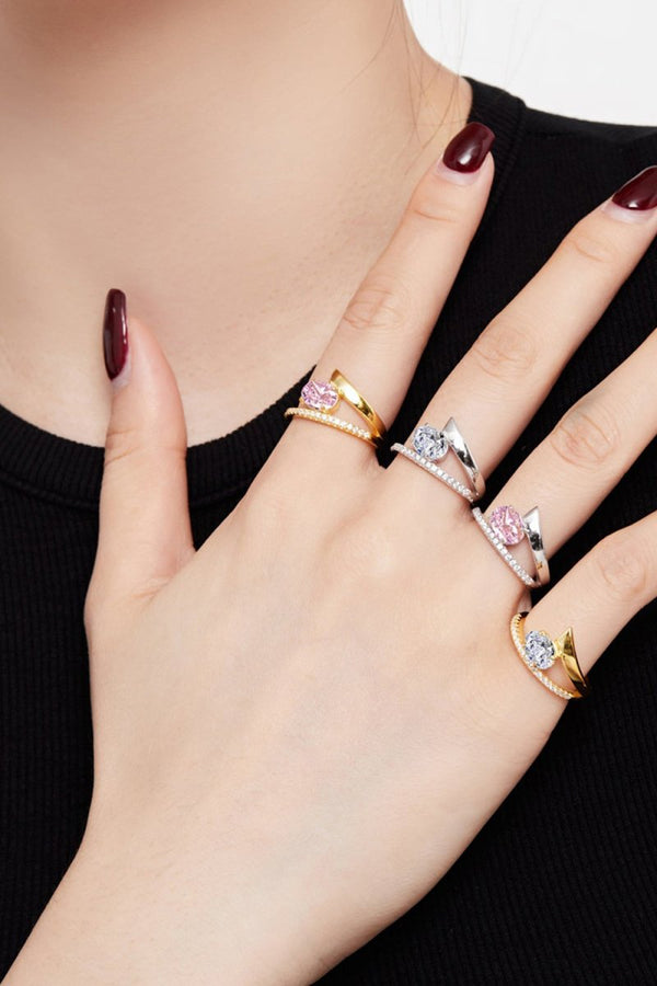 18k Gold Plated Radiant Oval Cut Gemstone Jewelry Ring