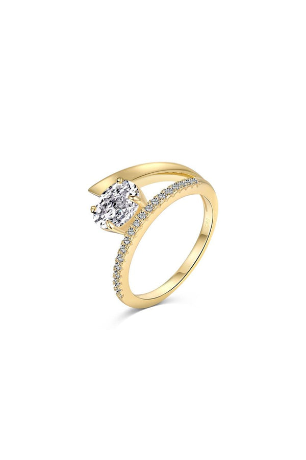 18k Gold Plated Radiant Oval Cut Gemstone Jewelry Ring