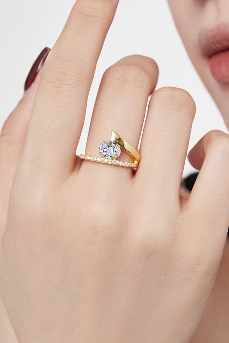 18k Gold Plated Radiant Oval Cut Gemstone Jewelry Ring