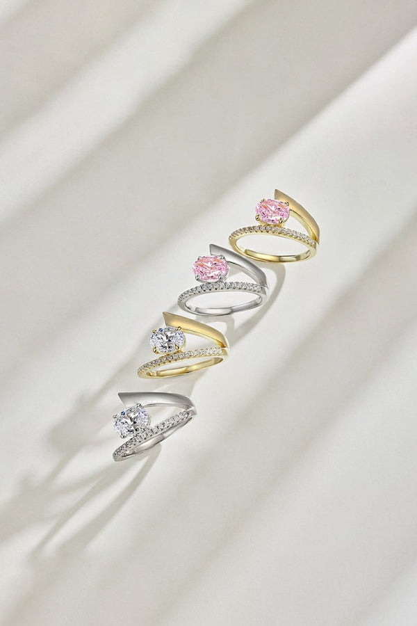 18k Gold Plated Radiant Oval Cut Gemstone Jewelry Ring