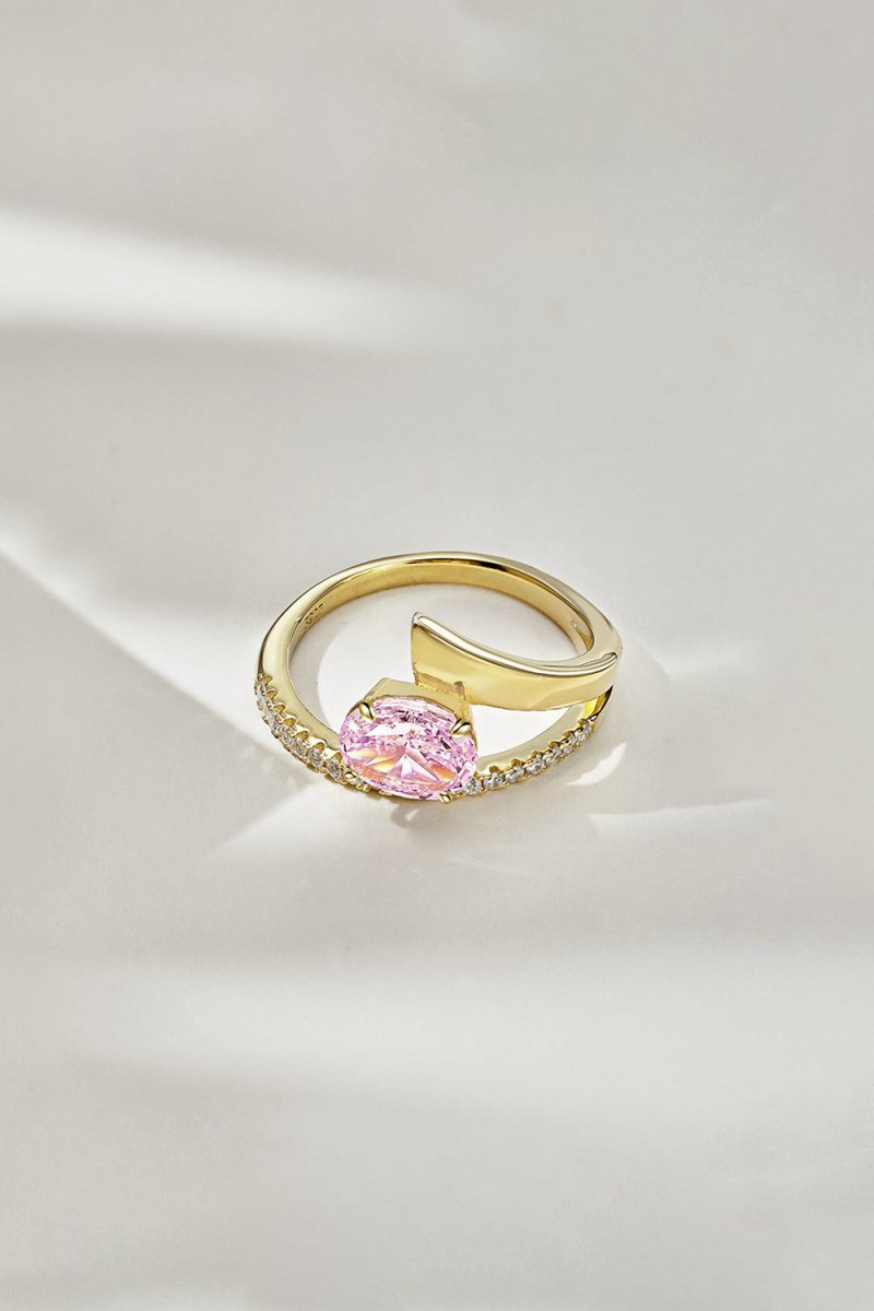 18k Gold Plated Radiant Oval Cut Gemstone Jewelry Ring
