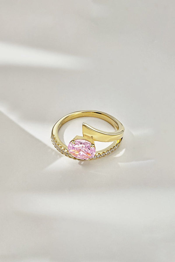 18k Gold Plated Radiant Oval Cut Gemstone Jewelry Ring