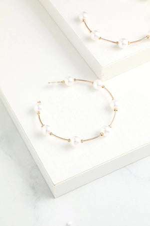 White Pearl Circle Earrings - KissProm