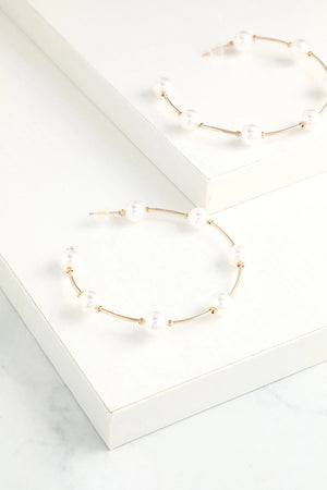 White Pearl Circle Earrings - KissProm