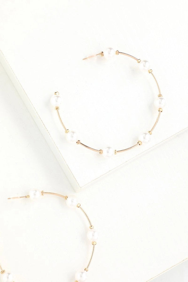 White Pearl Circle Earrings - KissProm