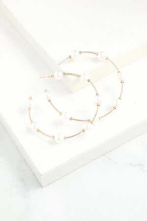 White Pearl Circle Earrings - KissProm