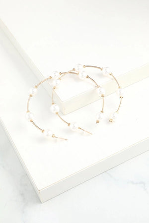 White Pearl Circle Earrings - KissProm