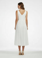 V - Neck Sleeveless Tea - Length Chiffon Wedding Dress With Ruching And Low - V Back - KissProm