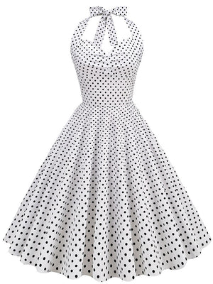 Red Polka Dots Halter Classis Style 1950S Dress